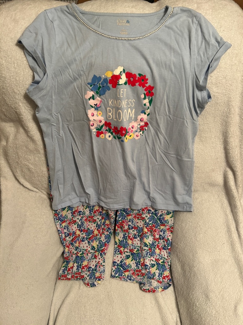 croft & barrow Light Blue Floral 'Let Kindness Bloom' Pajama Set